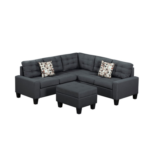 3 PC Sectional w/Ottoman, Grey