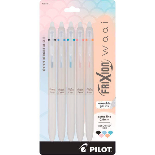 Frixion Waai Clicker Extra Fine Assorted, 0.5mm, 5PK