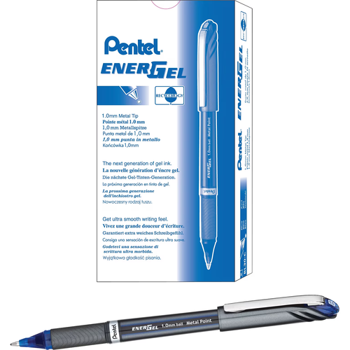 Pentel EnerGel NV Liquid Gel Pen, Bold Point (1.0mm), Blue, 12 Count
