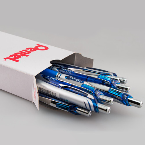 Pentel EnerGel RTX Retractable Liquid Gel Pen, Extra Fine Point (0.3mm) Needle Tip, Blue, 12 Count