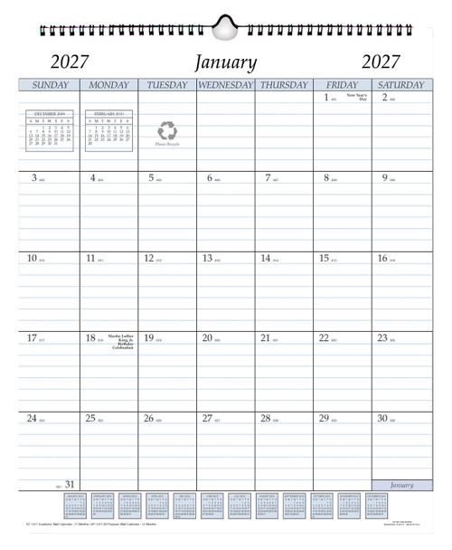 Payne Publishers 2027 Wire Bound Monthly Wall Calendar, 12 Month, 14" x 17"