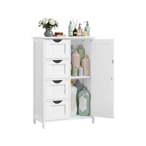 Storage Cabinet with Drawers and Door, White