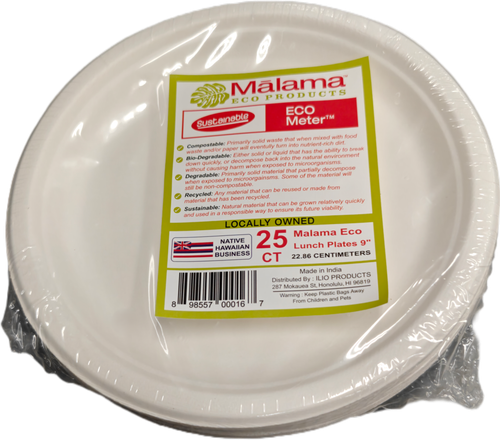 Malama Eco 9" Lunch Plate, 25 Pack