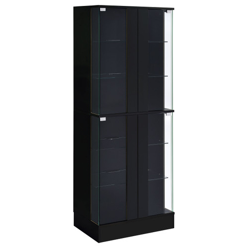 Cabra 4-door LED Curio Display Cabinet, Black