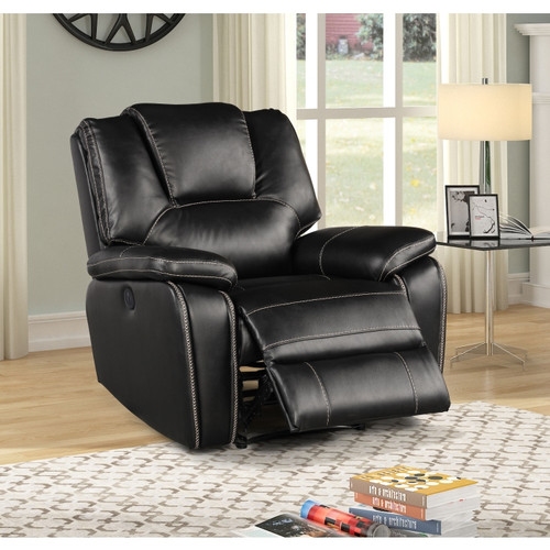 BLACK Breathable Air Leather Power Recliner w/ USB