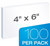 Index Cards, Blank, 4" x 6", White, 100 Count