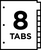 Big Tab Insertable Dividers, 8-1/2" x 11", Clear Tabs, Buff Paper, 8-Tab Set