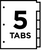 Insertable Plastic Dividers, 8-1/2" x 11", 5 Big Tabs, Multicolor, 5-Tab Set