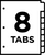 Big Tab Dividers, 8-1/2" x 11", White Tabs, Write & Erase, 8-Tab Set