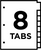 Insertable Dividers, 8-1/2" x 11", 8 Multicolor Big Tabs, 8-Tab Set