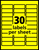 Address Labels, 1" x 2-5/8", Neon Yellow, Permanent, 750 Labels