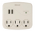 Woods Surge Protector, Wall Plug, 3 Outlets, 2 USB Ports, White