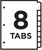 Print & Apply Clear Label Dividers, 8-1/2" x 11", 8 Multicolor Tabs, 5 Sets