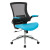 Manager's Chair with Blue Faux Leather Seat and Padded Flip Arms