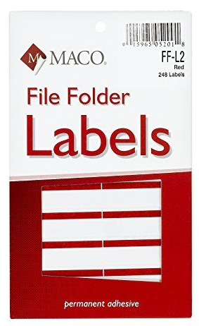1/3 Cut File Folder Label, Red - Fisher Hawaii