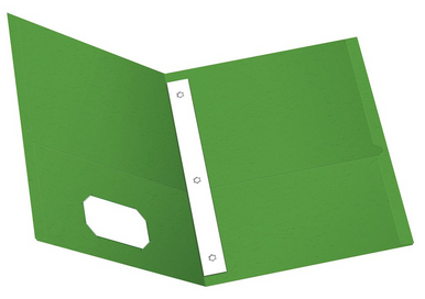 Folder, Letter Size, Green, 2-Pocket, 2 Prong Fasteners - Fisher Hawaii