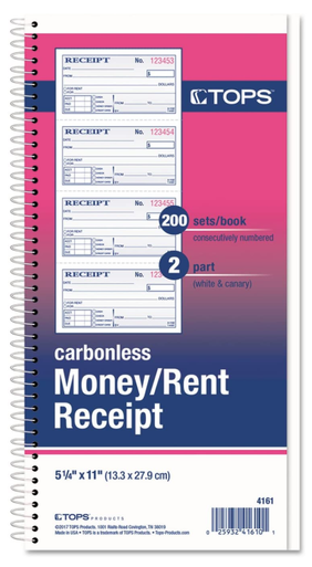 Money/Rent Receipt Book, 5-1/4