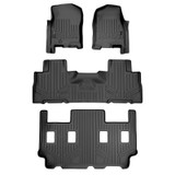 SMARTLINER 3 Rows Custom Fit Floor Liners Compatible with 2007 - 2010 Ford Expedition EL 7 Passenger (Gasoline | 2nd row fits with Bucket seats without Center Console | 3rd row fits with 2nd row bucket seats w/o center console)