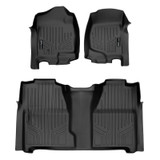 SMARTLINER 2 Rows Custom Fit Floor Liners Compatible with 2007 - 2013 Chevrolet Silverado 1500 Crew Cab (Gasoline | Carpet | 1st Row No Over The Hump Coverage | 1st Row Fits Bench and Bucket seats | Not for 4x4 Shifters | No E-Assist)