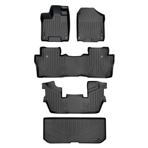 SMARTLINER 4 Rows Custom Fit Floor Liners Compatible with 2016 - 2022 Honda Pilot 7 Passenger (Gasoline | Fits 7 Passenger Elite | Cargo with Upper Deck Position) SA0200/B0200/C0219/E0200 - view 2