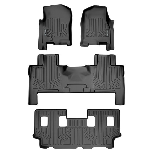 SMARTLINER 3 Rows Custom Fit Floor Liners Compatible with 2007 - 2010 Ford Expedition EL 8 Passenger (Gasoline | Trimline for 2nd Row Center Console | 3rd row liner has Trimline for 2nd row Seat Positioning | fits 2nd row Bench | Fits 2nd row Bucket w/ Console) SA0346/B0183/C0185 - view 2