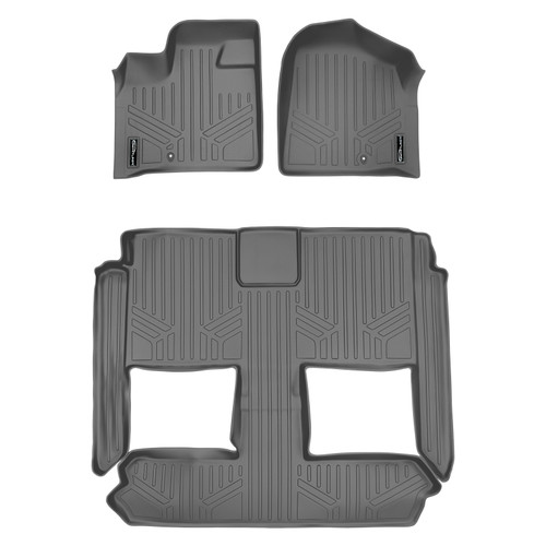 SMARTLINER 3 Rows Custom Fit Floor Liners Compatible with 2008 - 2016 Chrysler Town & Country (Gasoline | 1st Row Without Over The Hump Coverage | Stow ’n Go Seating)