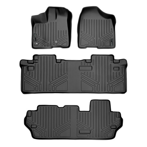 SMARTLINER 3 Rows Custom Fit Floor Liners Compatible with 2013 - 2020 Toyota Sienna 8 Passenger (Gasoline | 3rd row liner With cover for 2nd Row Sliding Track) SA0128/B0083/C0083 - view 2
