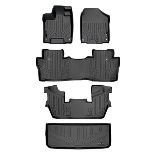 SMARTLINER 4 Rows Custom Fit Floor Liners Compatible with 2016 - 2022 Honda Pilot 7 Passenger (Gasoline | Fits 7 Passenger Elite | Cargo with Upper Deck Position) SA0200/B0200/C0219/E0219 - view 2