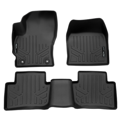 SMARTLINER 2 Rows Custom Fit Floor Liners Compatible with 2022 - 2025 Toyota Corolla Cross (Gasoline | Fits AWD )