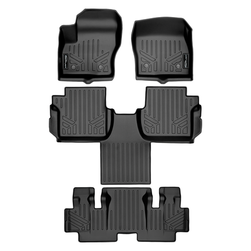 SMARTLINER 3 Rows Custom Fit Floor Liners Compatible with 2014 - 2017 Ford Transit Connect Long Wheel Base and Passenger Van (Gasoline | Vinyl | Fits Wagon w/ Secondary Footrest | Fits 2nd Row Bucket) SA0328/B0478/C0478 - view 2