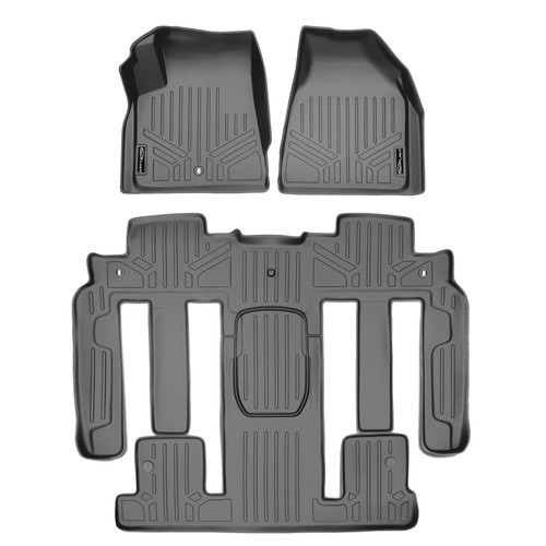 SMARTLINER 3 Rows Custom Fit Floor Liners Compatible with 2008 - 2017 Buick Enclave 7 Passenger (Gasoline | 2nd Row Bucket Seats | Trimline for models with Center Console on 2nd Row) SA2043/B2044 - view 2