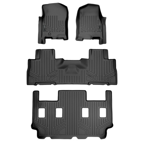 SMARTLINER 3 Rows Custom Fit Floor Liners Compatible with 2007 - 2010 Ford Expedition EL 7 Passenger (Gasoline | 2nd row fits with Bucket seats without Center Console | 3rd row fits with 2nd row bucket seats w/o center console) SA0346/B0303/C0186 - view 2