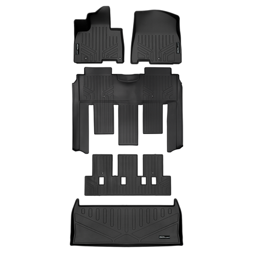 SMARTLINER 4 Rows Custom Fit Floor Liners Compatible with 2022 - 2026 Kia Carnival 7 Passenger (Gasoline | SX Prestige Versions | 2nd row w/ VIP Lounge Seats) SA0556/B0730/C0730/E0556 - view 2