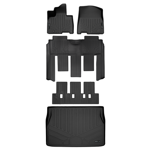 SMARTLINER 4 Rows Custom Fit Floor Liners Compatible with 2022 - 2026 Kia Carnival 7 Passenger (Gasoline | SX Prestige Versions | 2nd row w/ VIP Lounge Seats) SA0556/B0730/C0730/D0556 - view 2