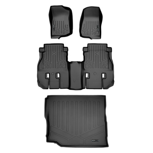 SMARTLINER 3 Rows Custom Fit Floor Liners Compatible with 2018 - 2018 Jeep Wrangler 4 Door and Unlimited and JL (Gasoline | Cargo fits Non Flat Load With Subwoofer) SA0316/B0316/D0414 - view 2