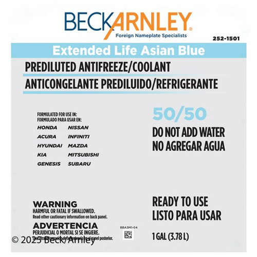 Beck/Arnley Engine Coolant / Antifreeze P/N:252-1501