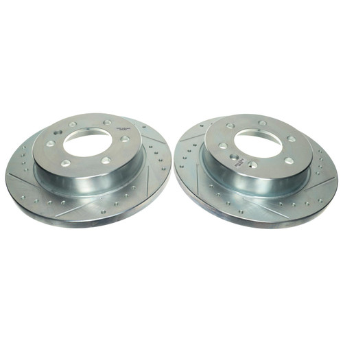 Disc Brake Rotor Set-Rear Drilled, Slotted and Zinc Plated Brake Rotor Pair