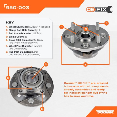 Dorman - OE Solutions Wheel Bearing and Hub Assembly 950-003 - view 4