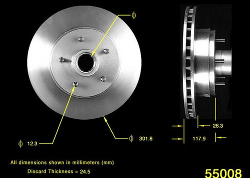 Disc Brake Rotor and Hub Assembly-Stop Brake Rotor Bendix PRT1603