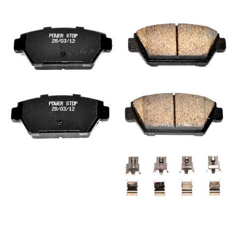 Disc Brake Pad Set-Rear Z17 Low-Dust Ceramic Brake Pads with Hardware Power Stop
