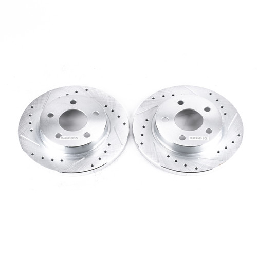 Disc Brake Rotor Set-Rear Drilled, Slotted and Zinc Plated Brake Rotor Pair