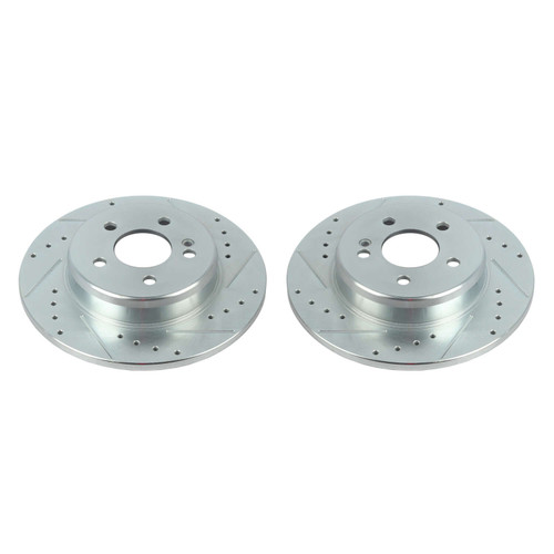Disc Brake Rotor Set-Rear Drilled, Slotted and Zinc Plated Brake Rotor Pair
