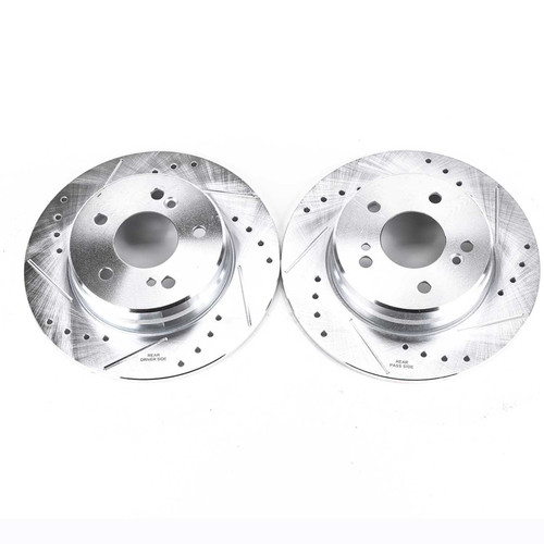Disc Brake Rotor Set-Rear Drilled, Slotted and Zinc Plated Brake Rotor Pair