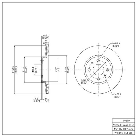 Dynamic Friction Company Disc Brake Rotor 600-07002 - view 6