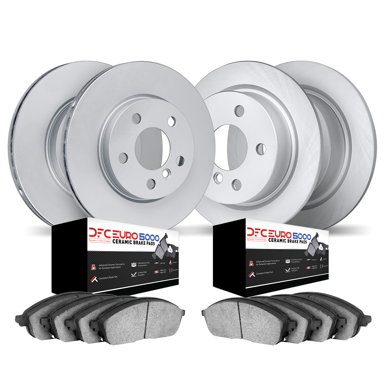 Disc Brake Kit-GEOMET Rotors with 5000 Euro Ceramic Brake Pads fits 2017 Caddy