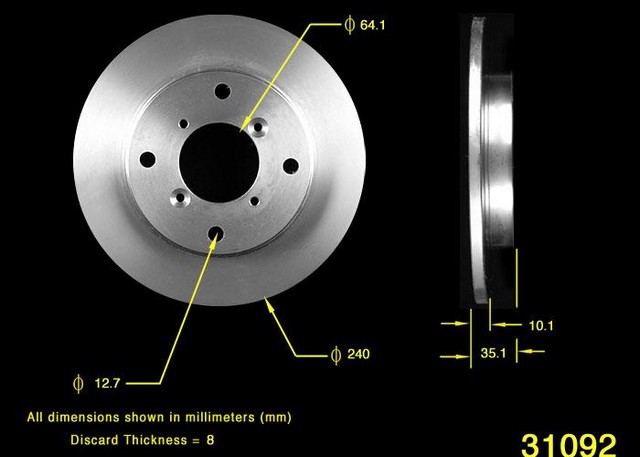 BENDIX PREMIUM DRUM AND ROTOR Disc Brake Rotor P/N:PRT1784