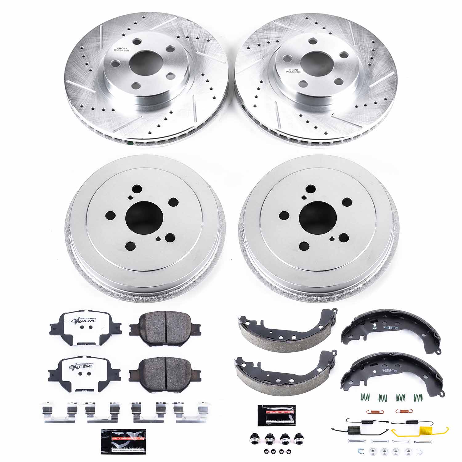 Disc Brake Pad and Rotor / Drum Brake Shoe and Drum Kit fits 01-05 Toyota Celica