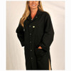 Tech Wear 371ACK-M  |  Lapel Collar, Nylostat Fabric, Knee-Length Coat, Black, 3 Pockets, M