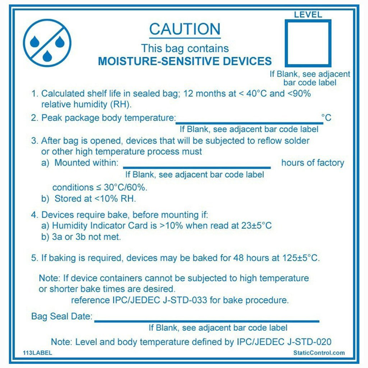 SCS 113LABEL  |  Label 1033-21 JEDEC113, 4"x4" - 100/Roll