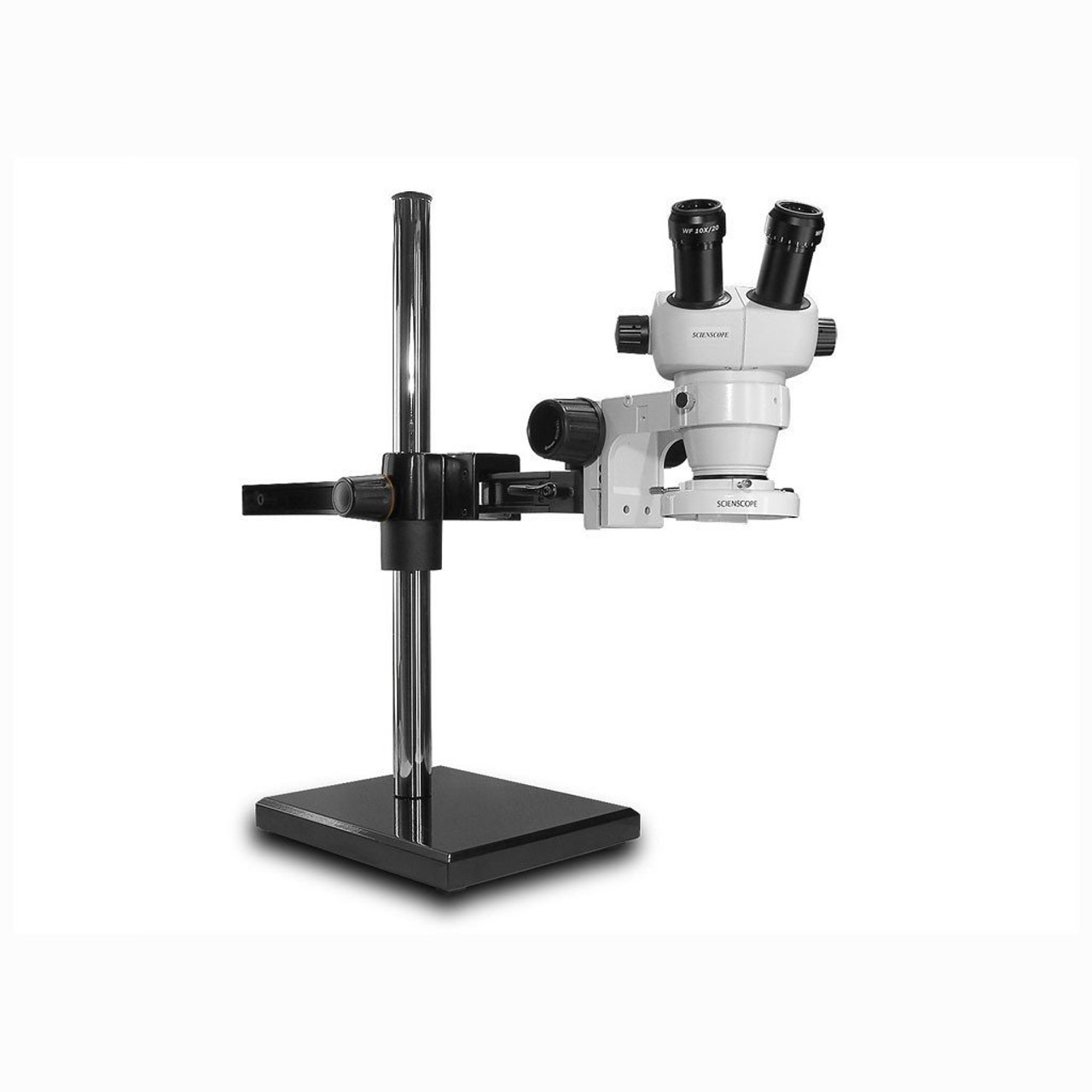 Scienscope ELZ-PK5-E1  |  ELZ Stereo Zoom Binocular, Gliding Arm Boom Stand, 0.5X Aux Lens, Compact LED Ring Light